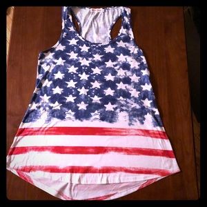 🌟 3 for $10 American Flag Print Racerback Tank